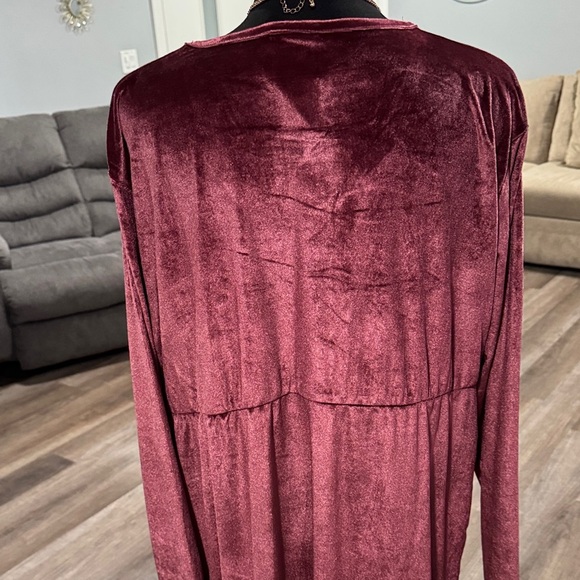 Serra Long Sleeve Velvet Dress in Rich burgundy - Picture 5 of 9